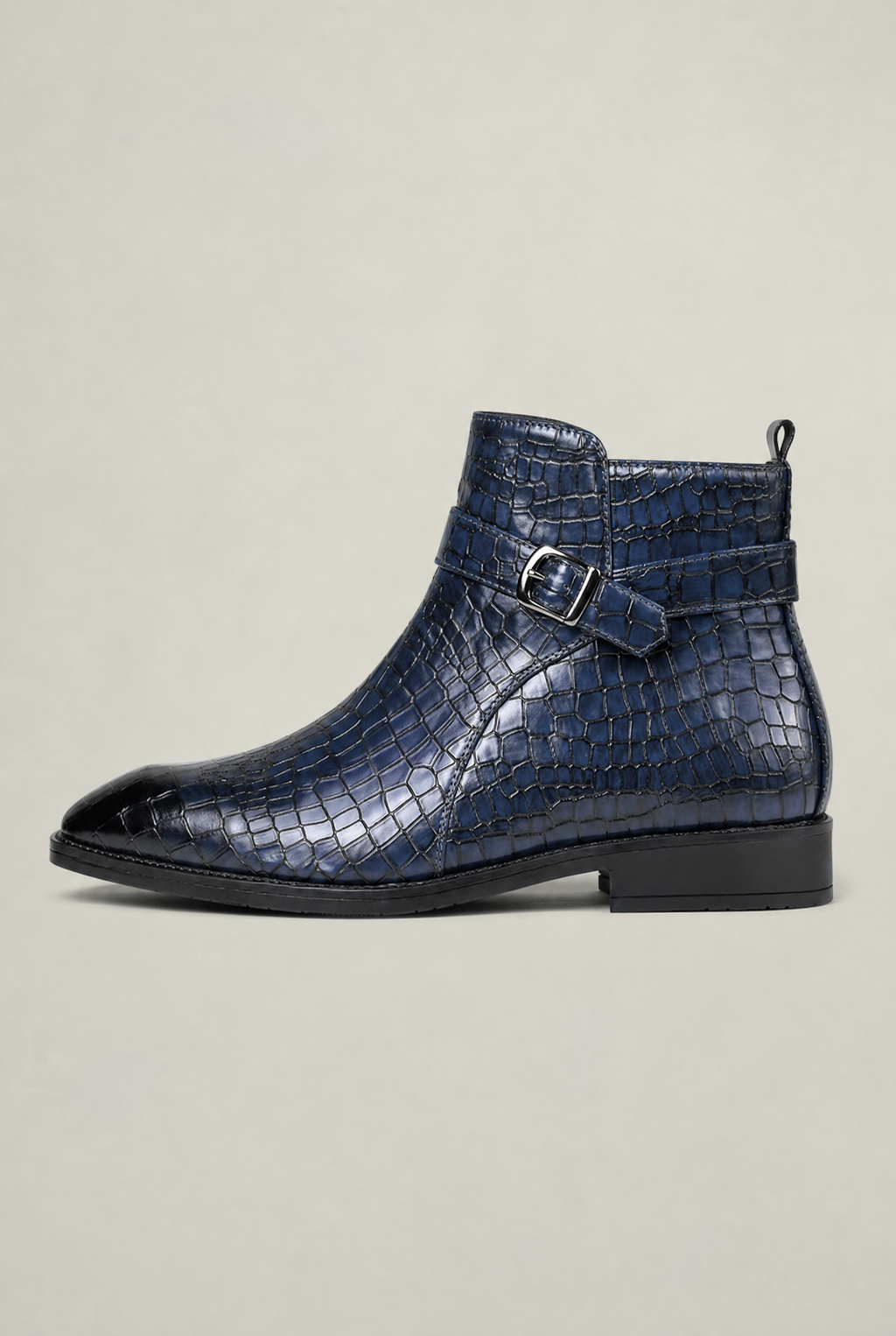 Men’s Croc Effect Buckle Ankle Boots