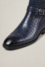 Men’s Croc Effect Buckle Ankle Boots