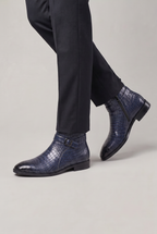 Men’s Croc Effect Buckle Ankle Boots