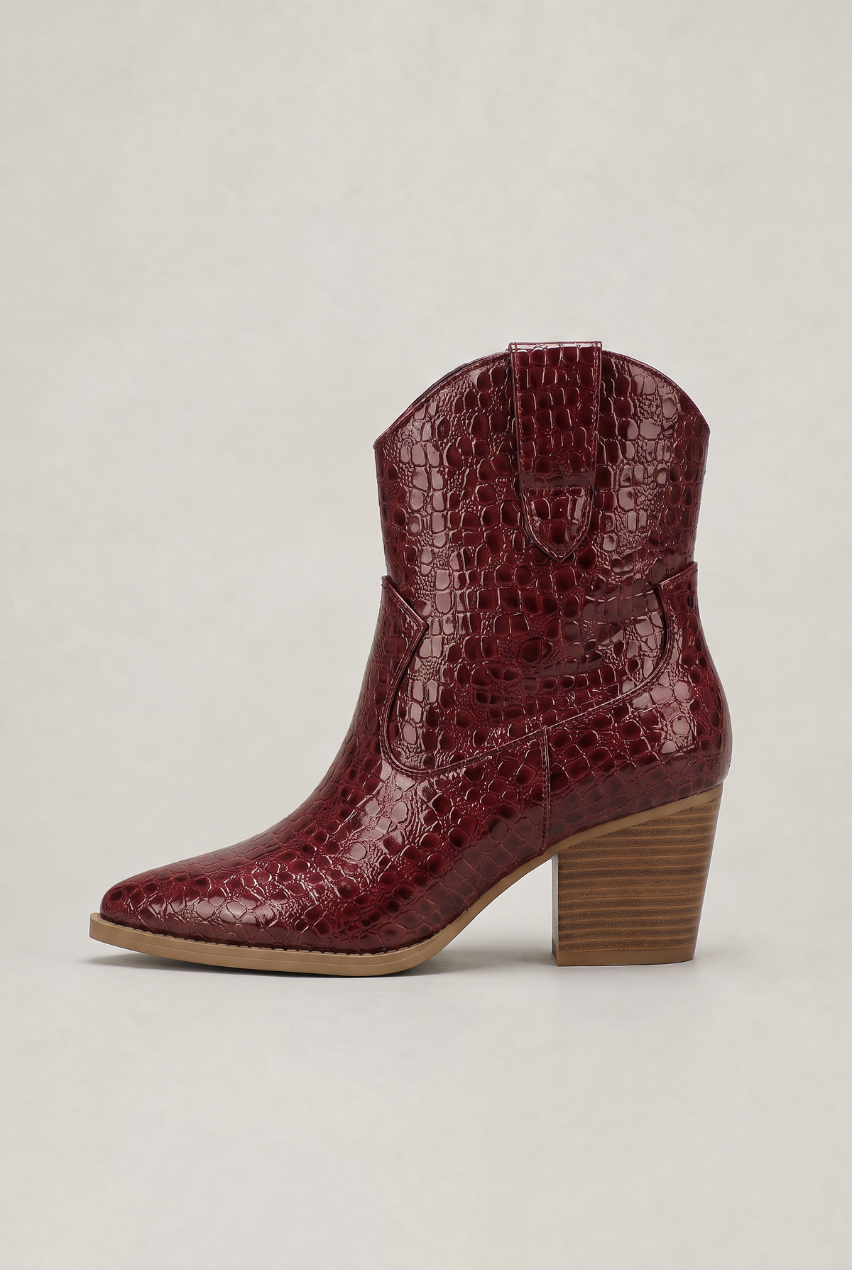 Women’s Faux Croc Pointed Toe Ankle Boots