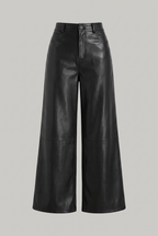 Women’s High-Waist Faux Leather Wide-Leg Trousers
