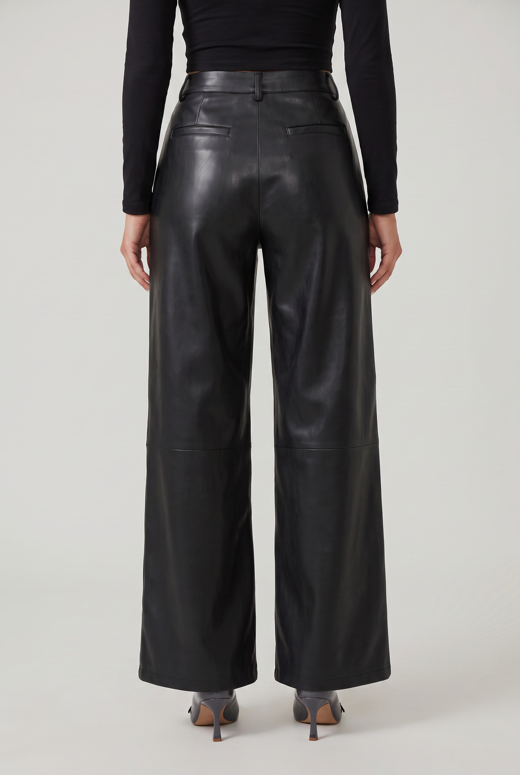 Women’s High-Waist Faux Leather Wide-Leg Trousers