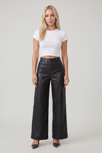 Women’s High-Waist Faux Leather Wide-Leg Trousers