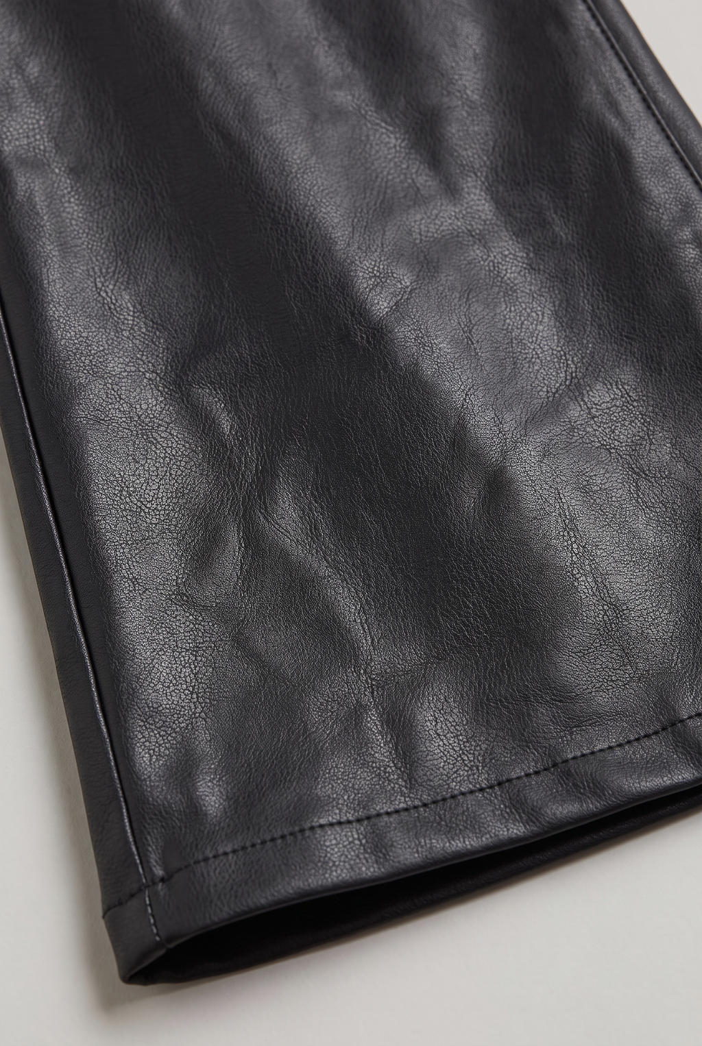 Women's Low-Rise Black Coated Flare Trousers