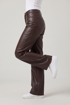 Women's Casual Coated High-Waisted Straight-Leg Trousers