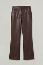Women's Casual Coated High-Waisted Straight-Leg Trousers