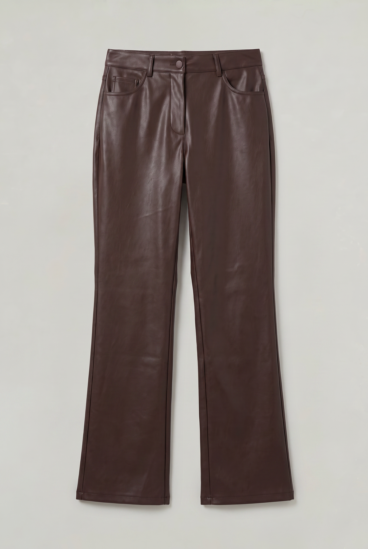 Women's Casual Coated High-Waisted Straight-Leg Trousers