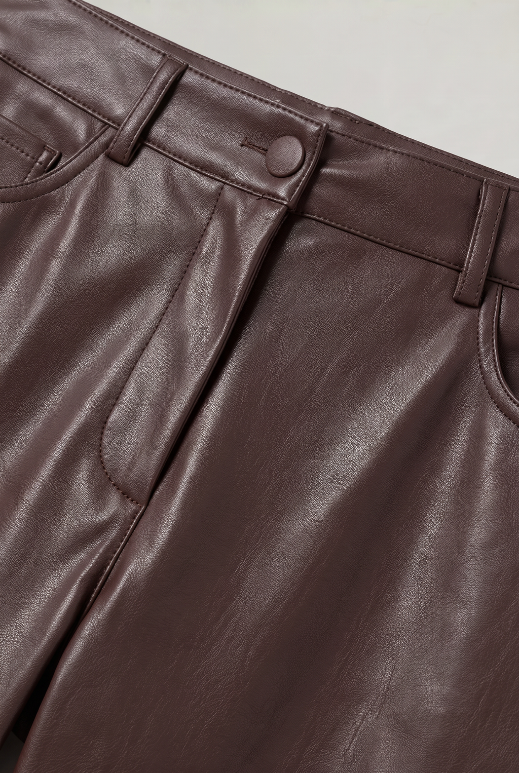 Women's Casual Coated High-Waisted Straight-Leg Trousers