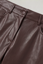 Women's Casual Coated High-Waisted Straight-Leg Trousers