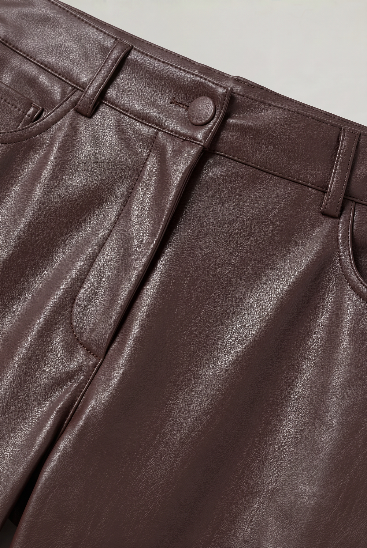 Women's Casual Coated High-Waisted Straight-Leg Trousers