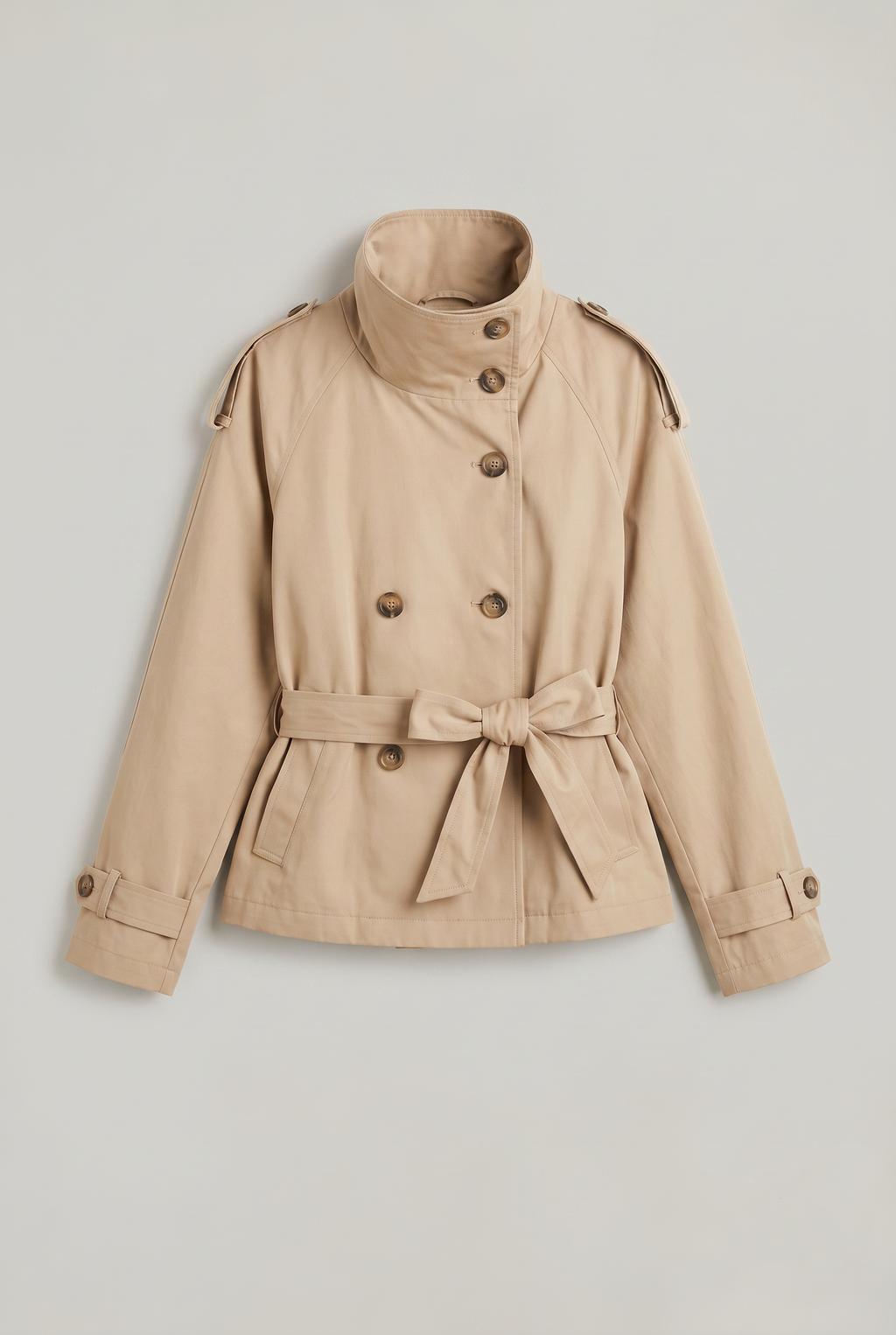 Women’s Funnel Neck Cropped Trench Coat