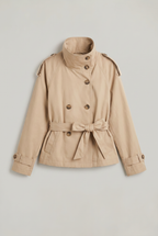 Women’s Funnel Neck Cropped Trench Coat