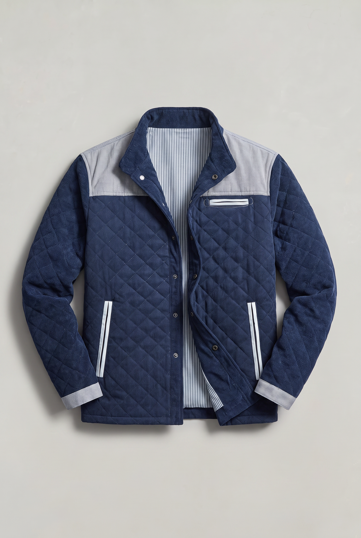 Men’s Quilted Contrast Collar Jacket