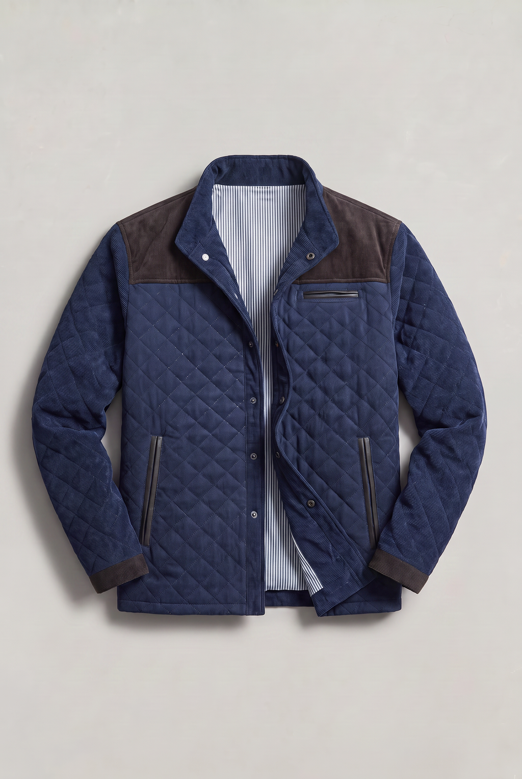 Men’s Quilted Contrast Collar Jacket