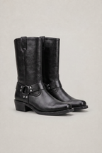 Men’s Leather Side-Zip Harness High Boots