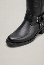Men’s Leather Side-Zip Harness High Boots