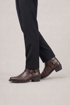 Men’s Leather Side-Zip Harness High Boots