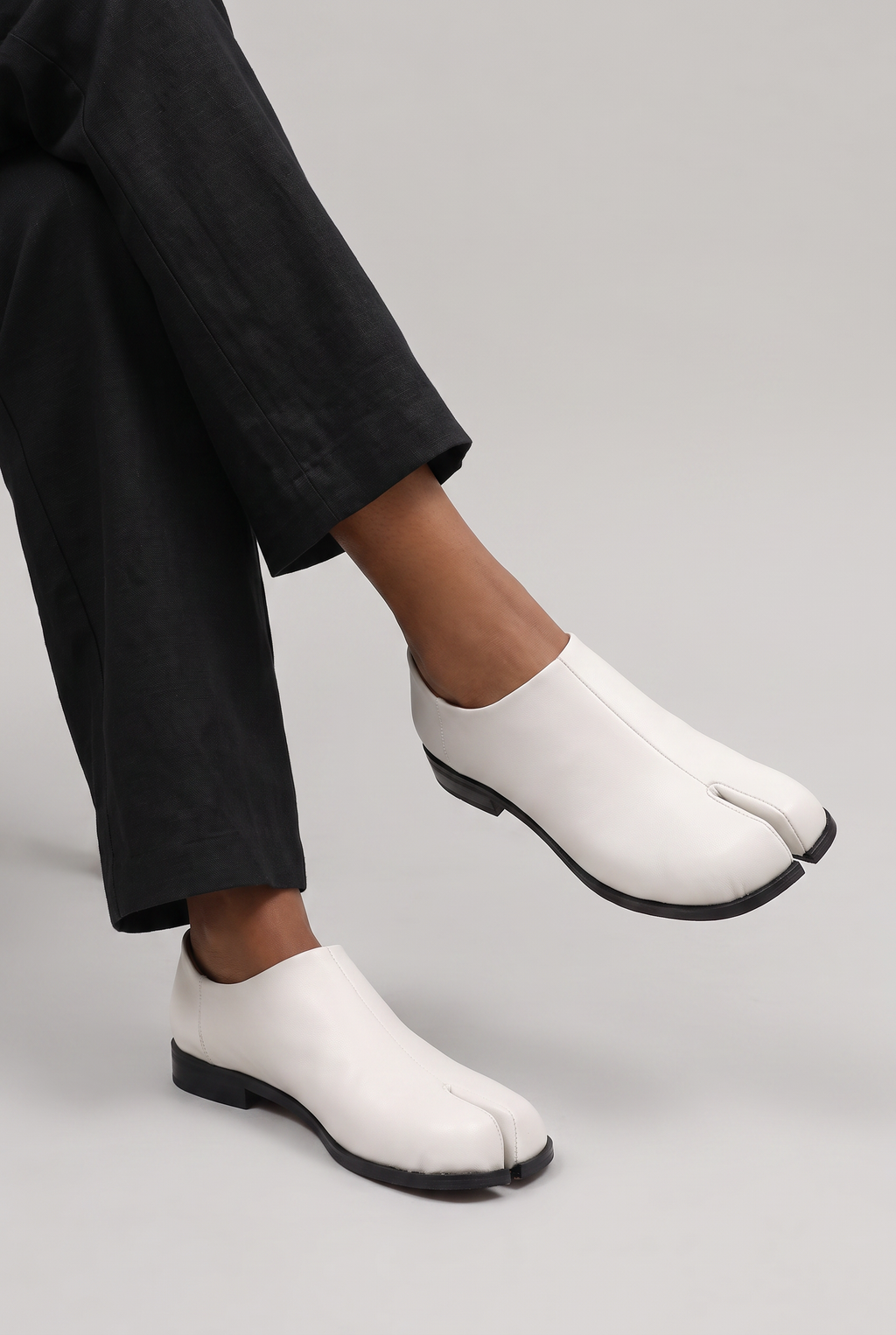 Women’s White Split Toe Slip-On Loafers