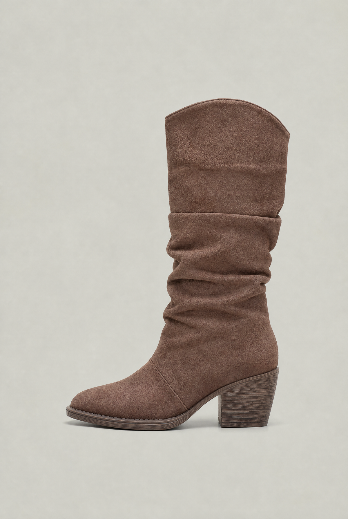 Women’s Suede Slouch Knee High Block Heel Boots