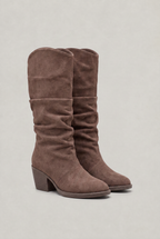 Women’s Suede Slouch Knee High Block Heel Boots