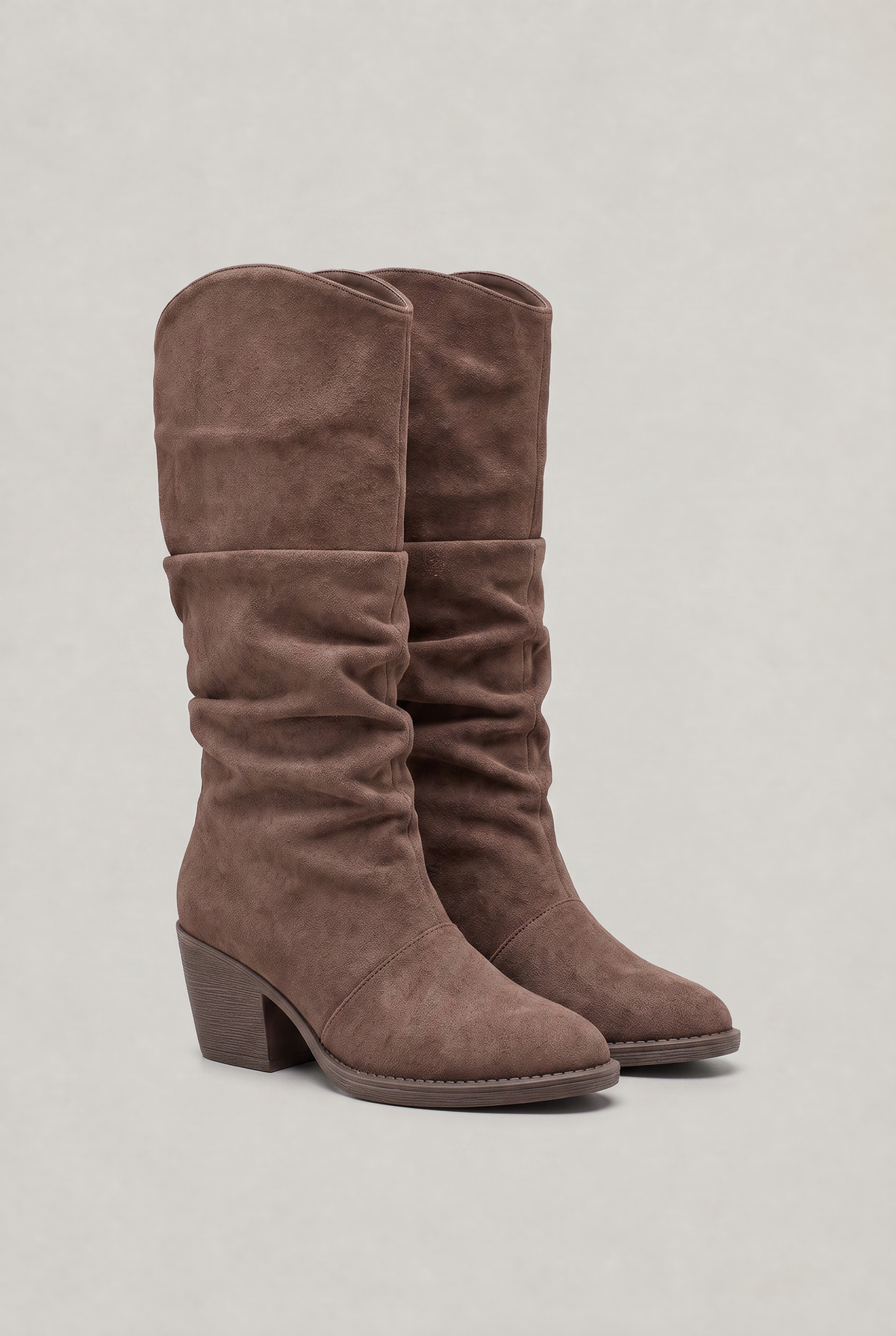 Women’s Suede Slouch Knee High Block Heel Boots