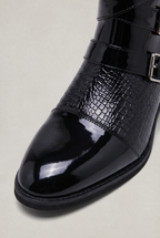 Men’s Croc Effect Harness Ankle Boots