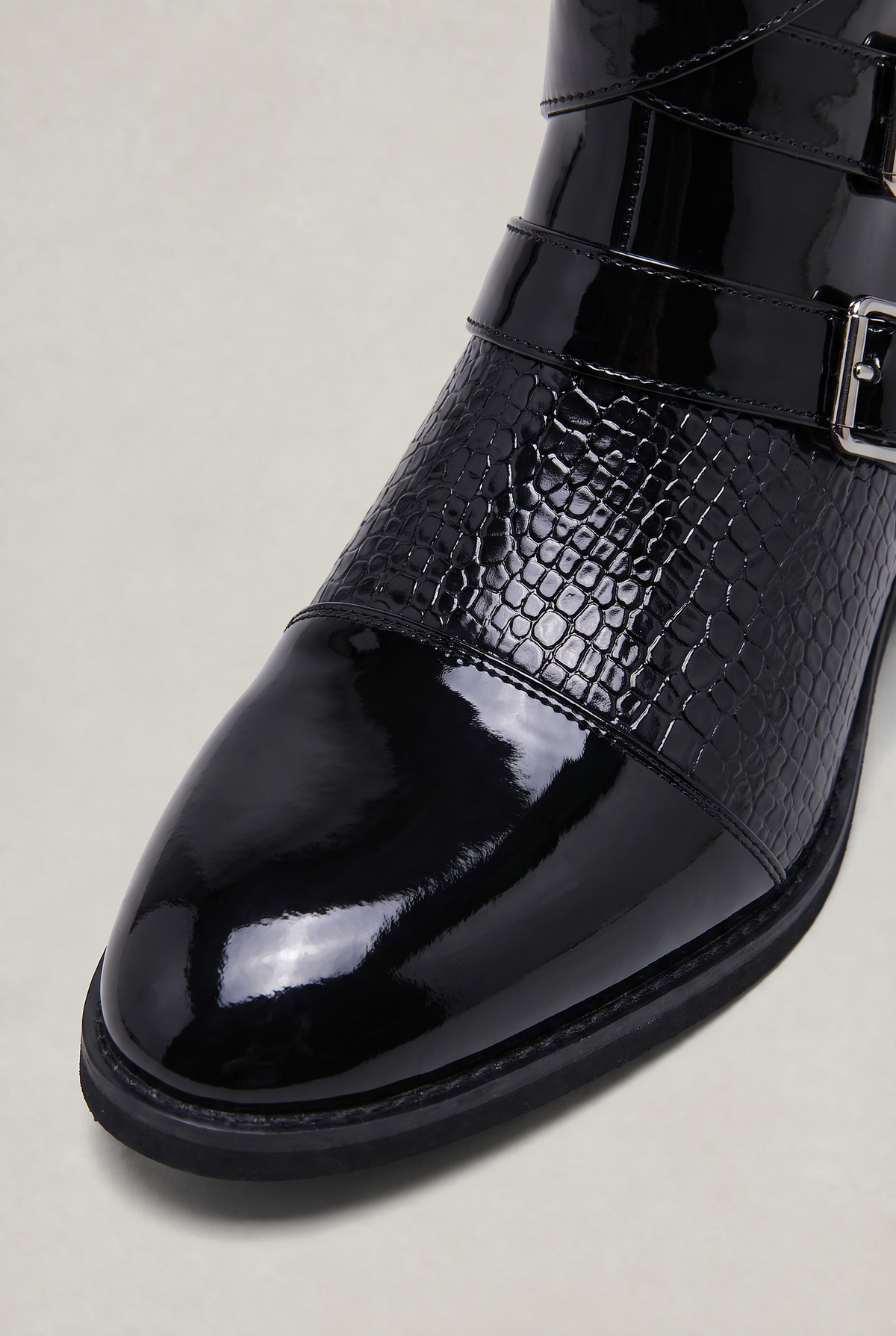 Men’s Croc Effect Harness Ankle Boots