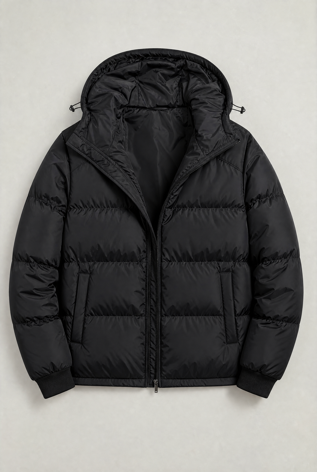 Men’s Hooded Puffer Jacket - Front Zip
