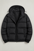 Men’s Hooded Puffer Jacket - Front Zip