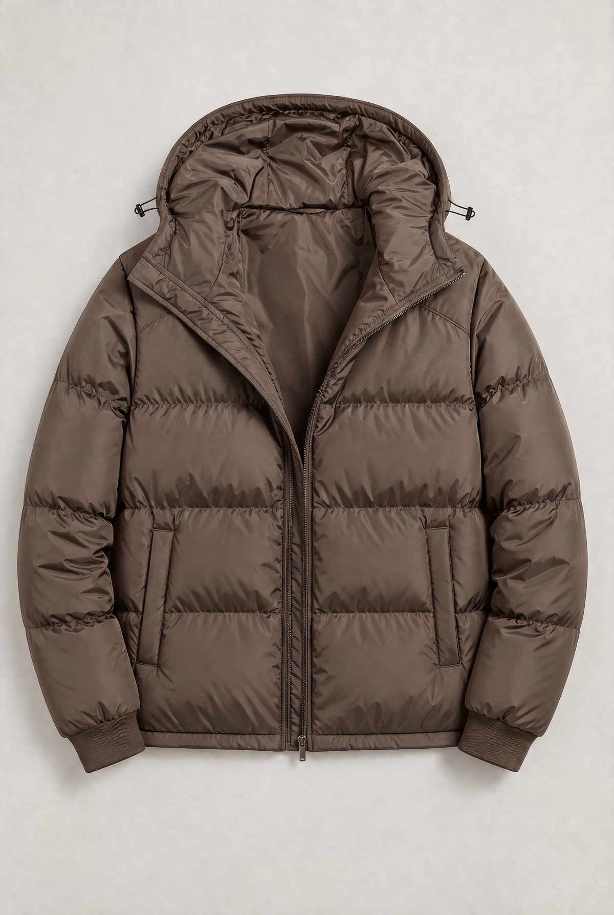 Men’s Hooded Puffer Jacket - Front Zip