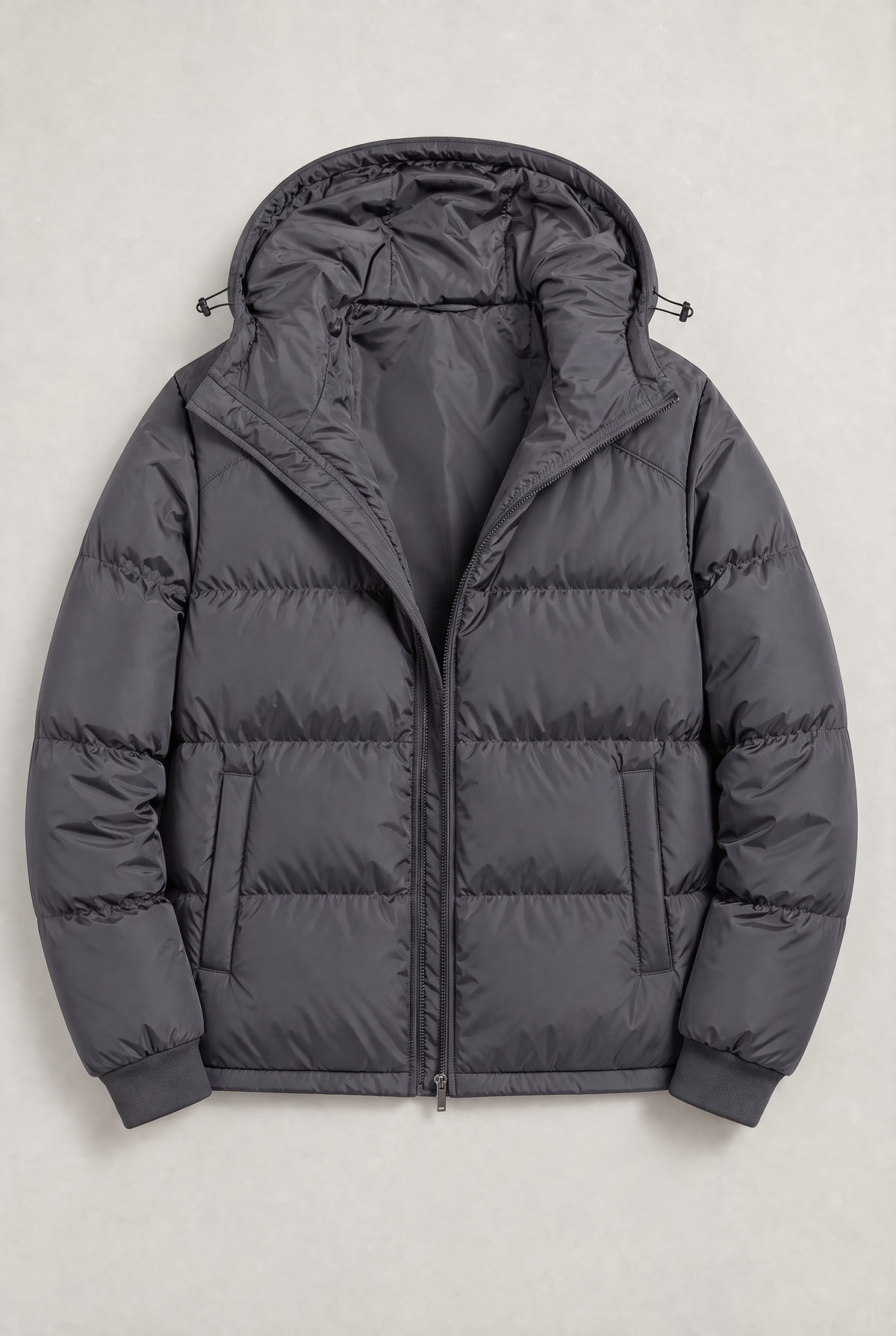 Men’s Hooded Puffer Jacket - Front Zip
