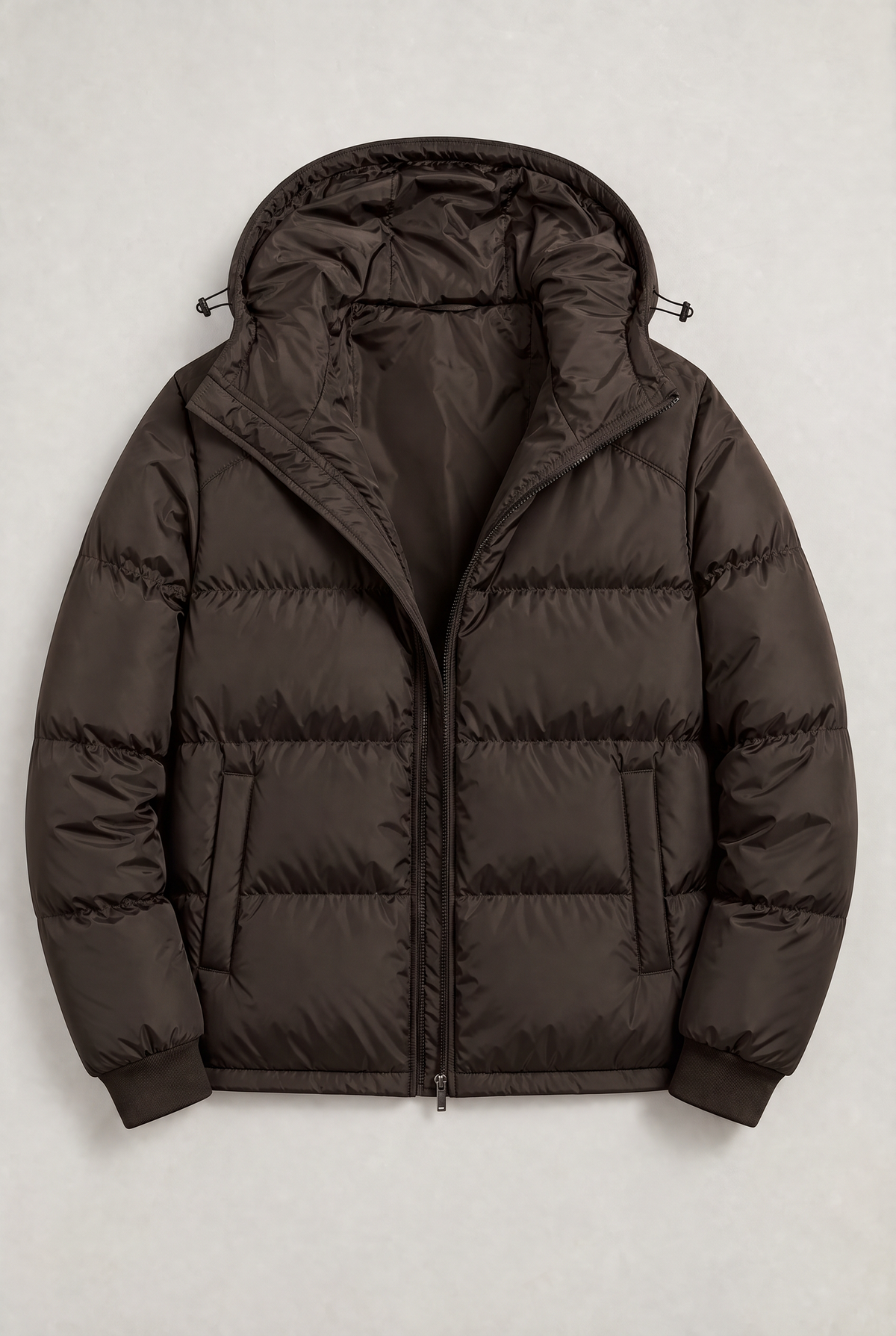 Men’s Hooded Puffer Jacket - Front Zip