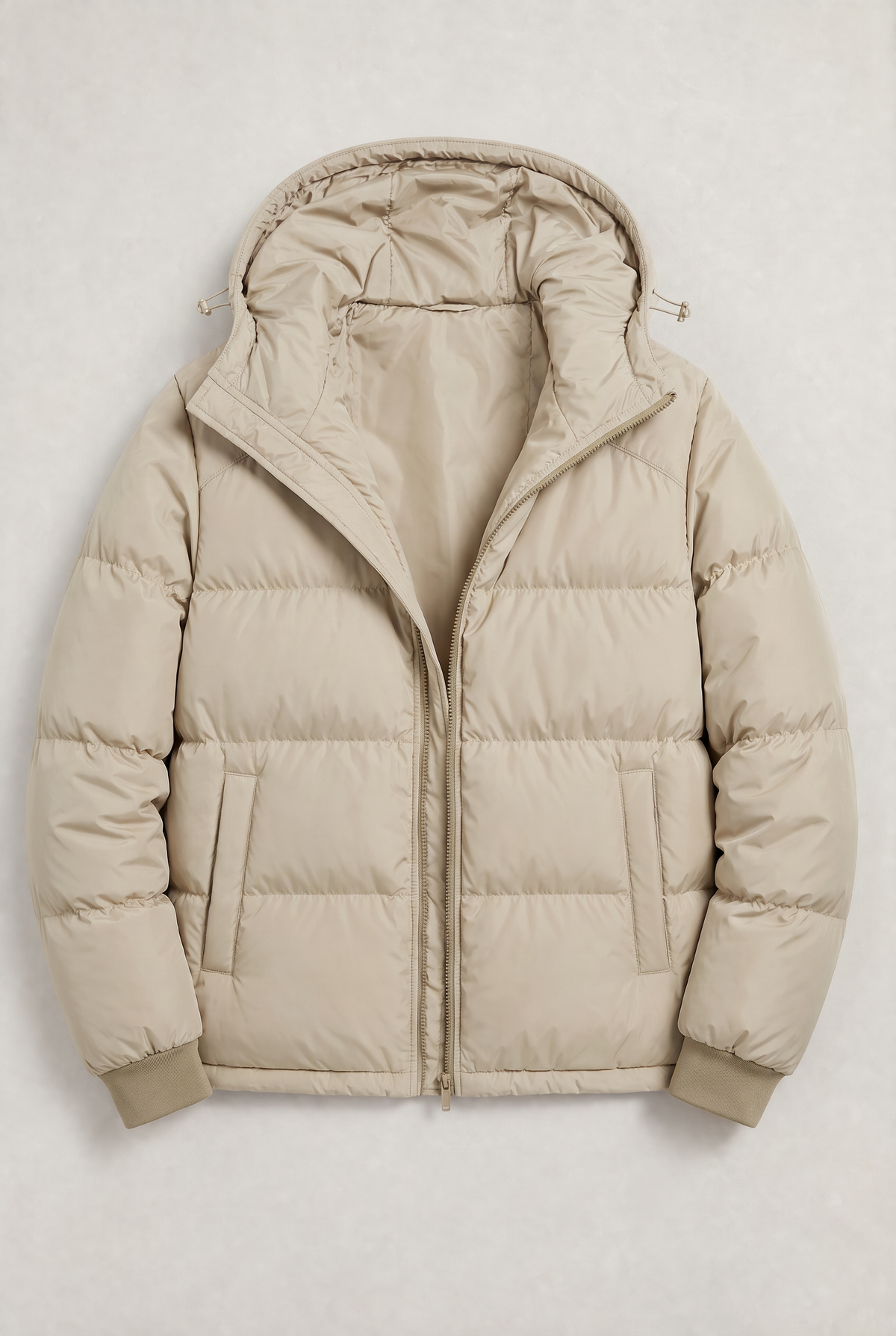 Men’s Hooded Puffer Jacket - Front Zip