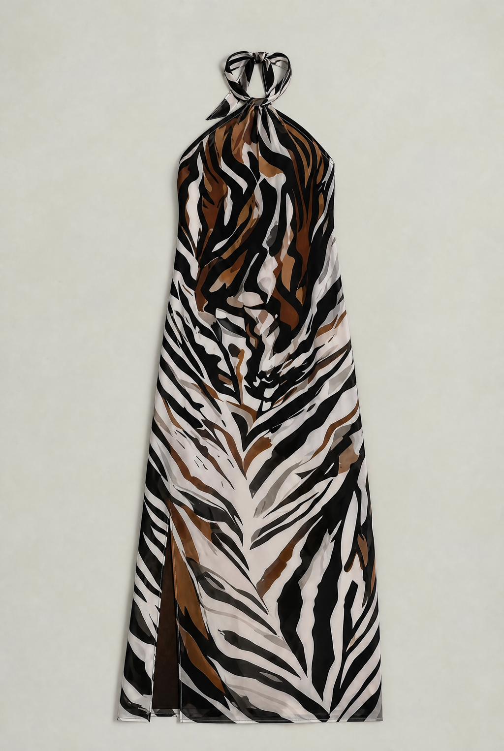 Women’s Zebra Print Halter Neck Maxi Dress