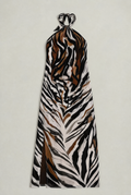 Women’s Zebra Print Halter Neck Maxi Dress