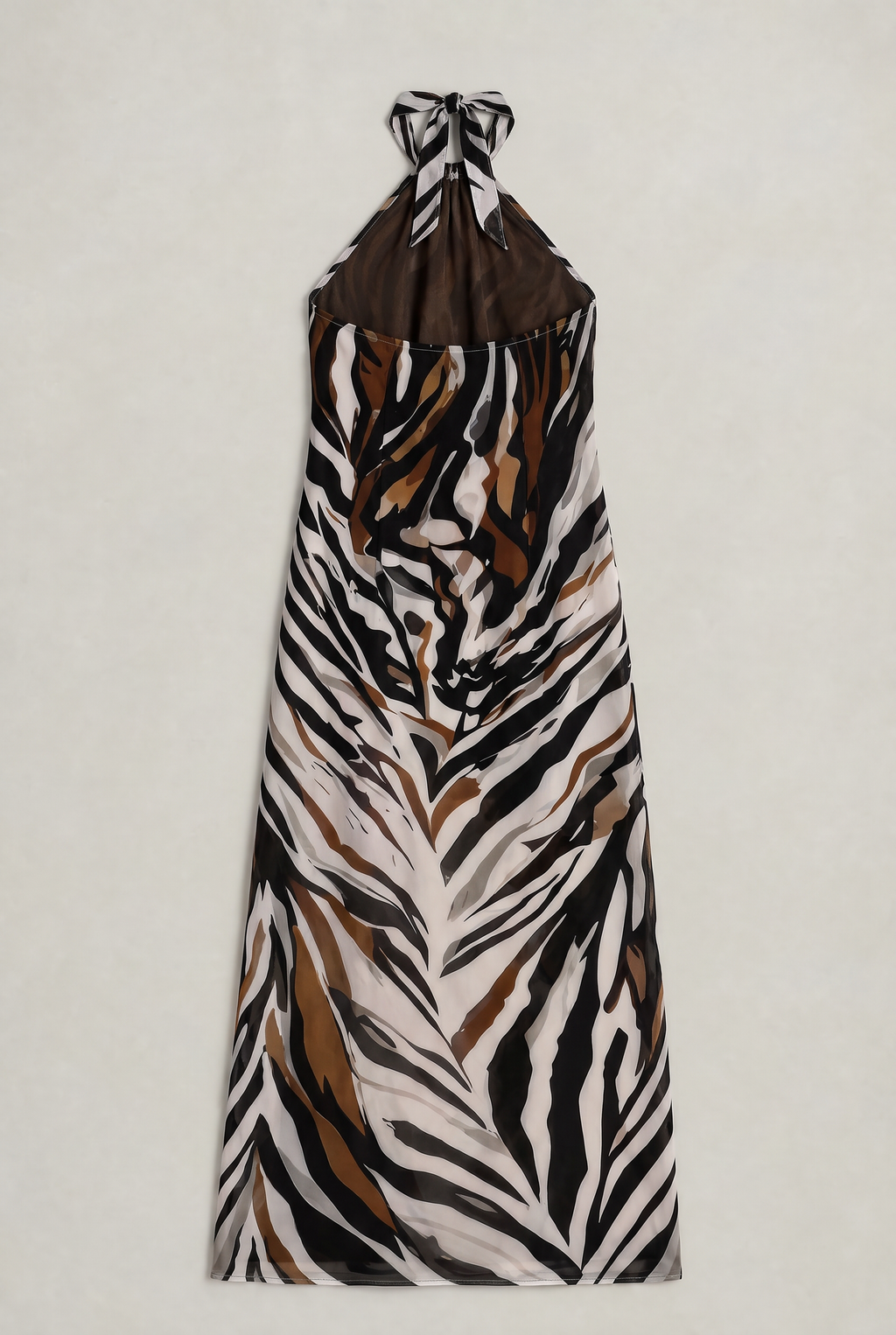 Women’s Zebra Print Halter Neck Maxi Dress