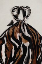 Women’s Zebra Print Halter Neck Maxi Dress