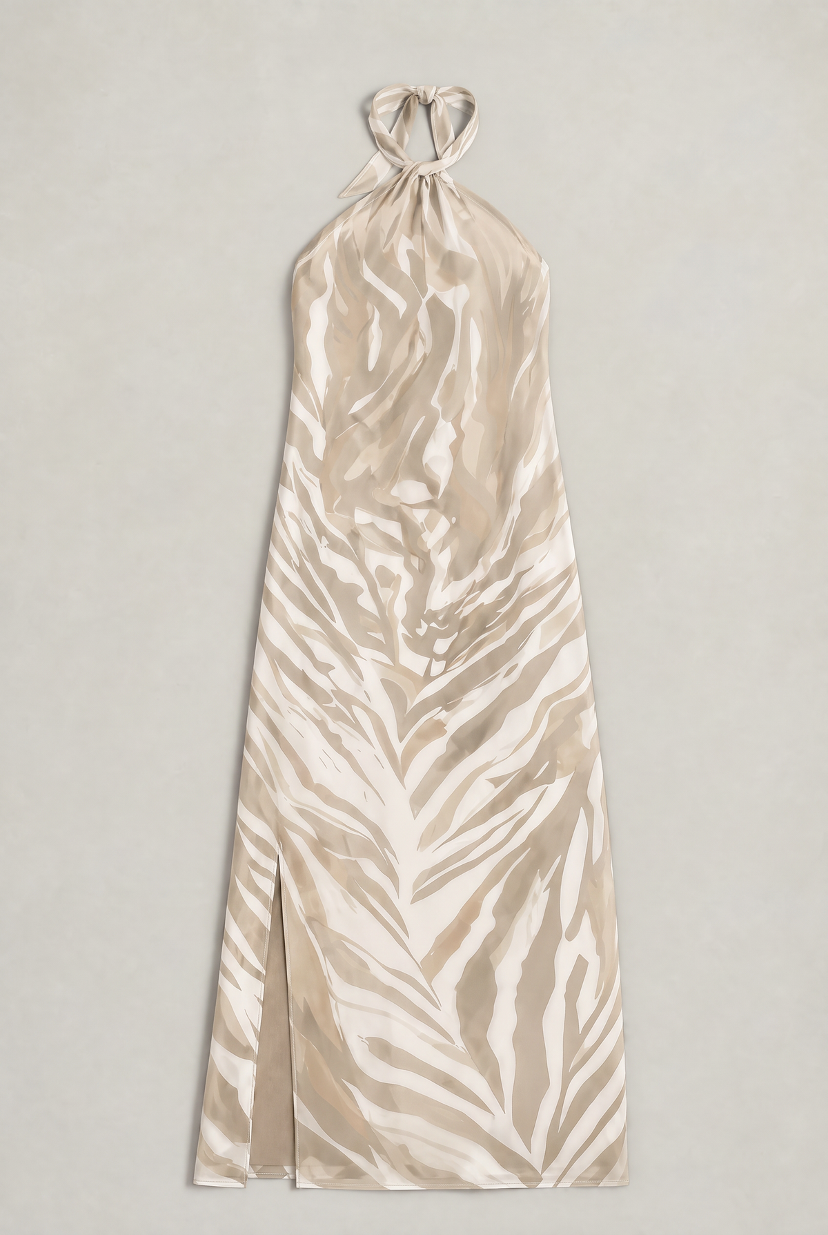 Women’s Zebra Print Halter Neck Maxi Dress
