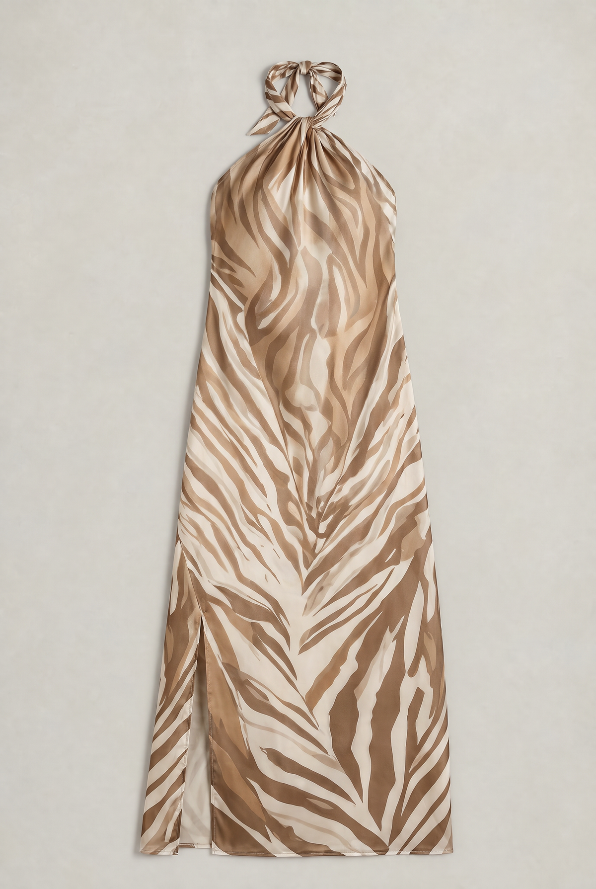 Women’s Zebra Print Halter Neck Maxi Dress