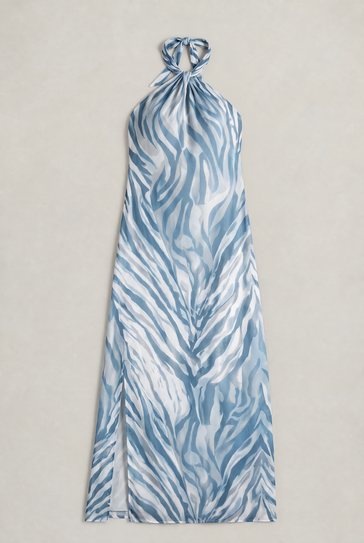 Women’s Zebra Print Halter Neck Maxi Dress