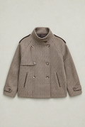 Women’s Houndstooth Funnel Neck Double-Breasted Jacket