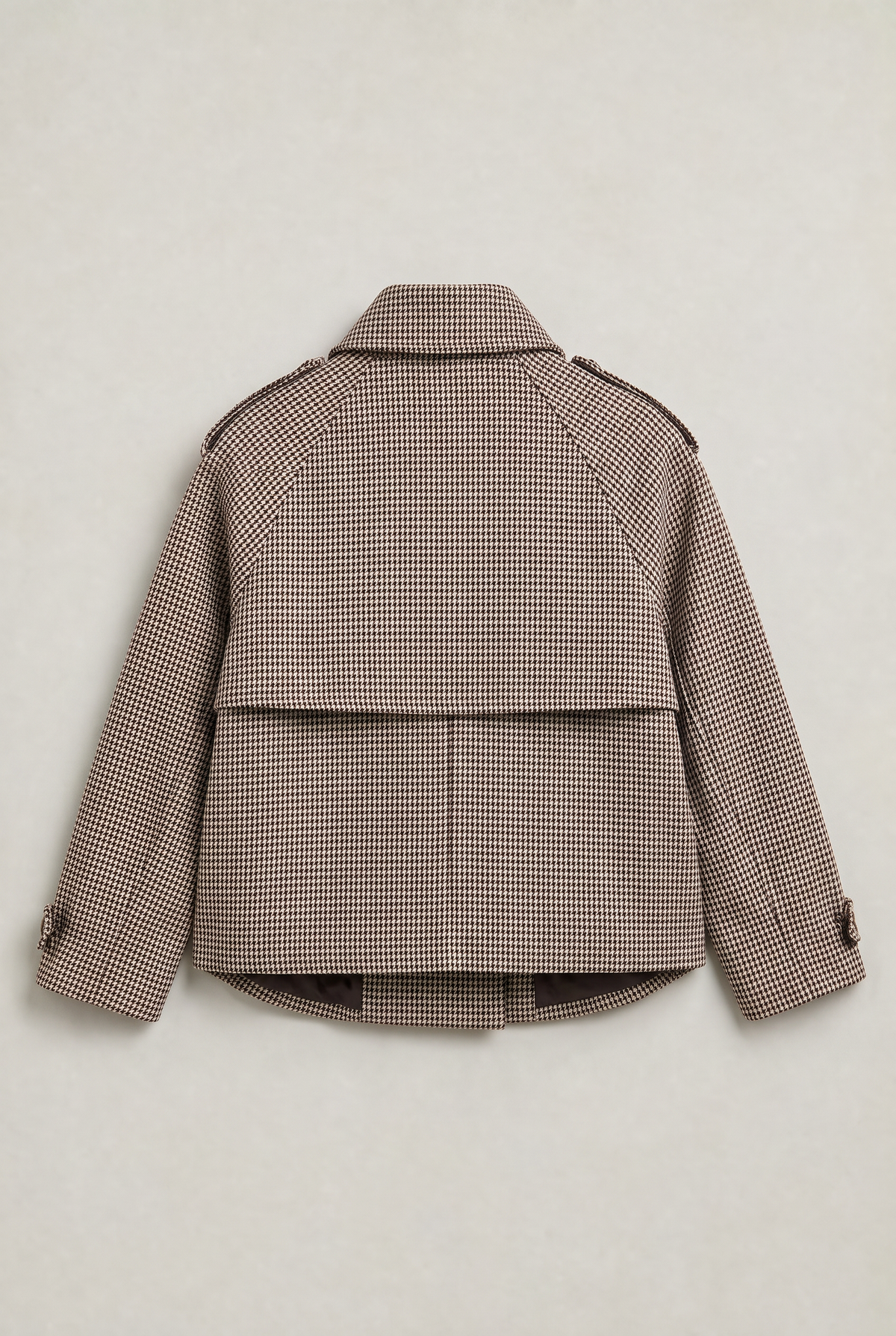 Women’s Houndstooth Funnel Neck Double-Breasted Jacket