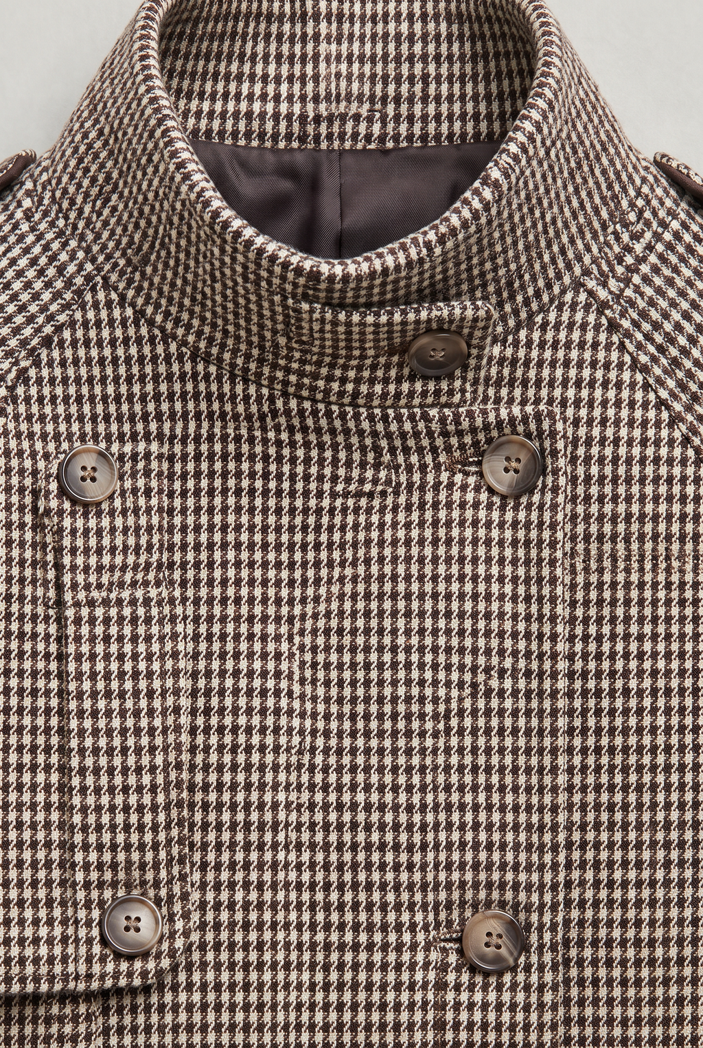 Women’s Houndstooth Funnel Neck Double-Breasted Jacket