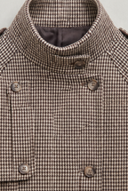 Women’s Houndstooth Funnel Neck Double-Breasted Jacket