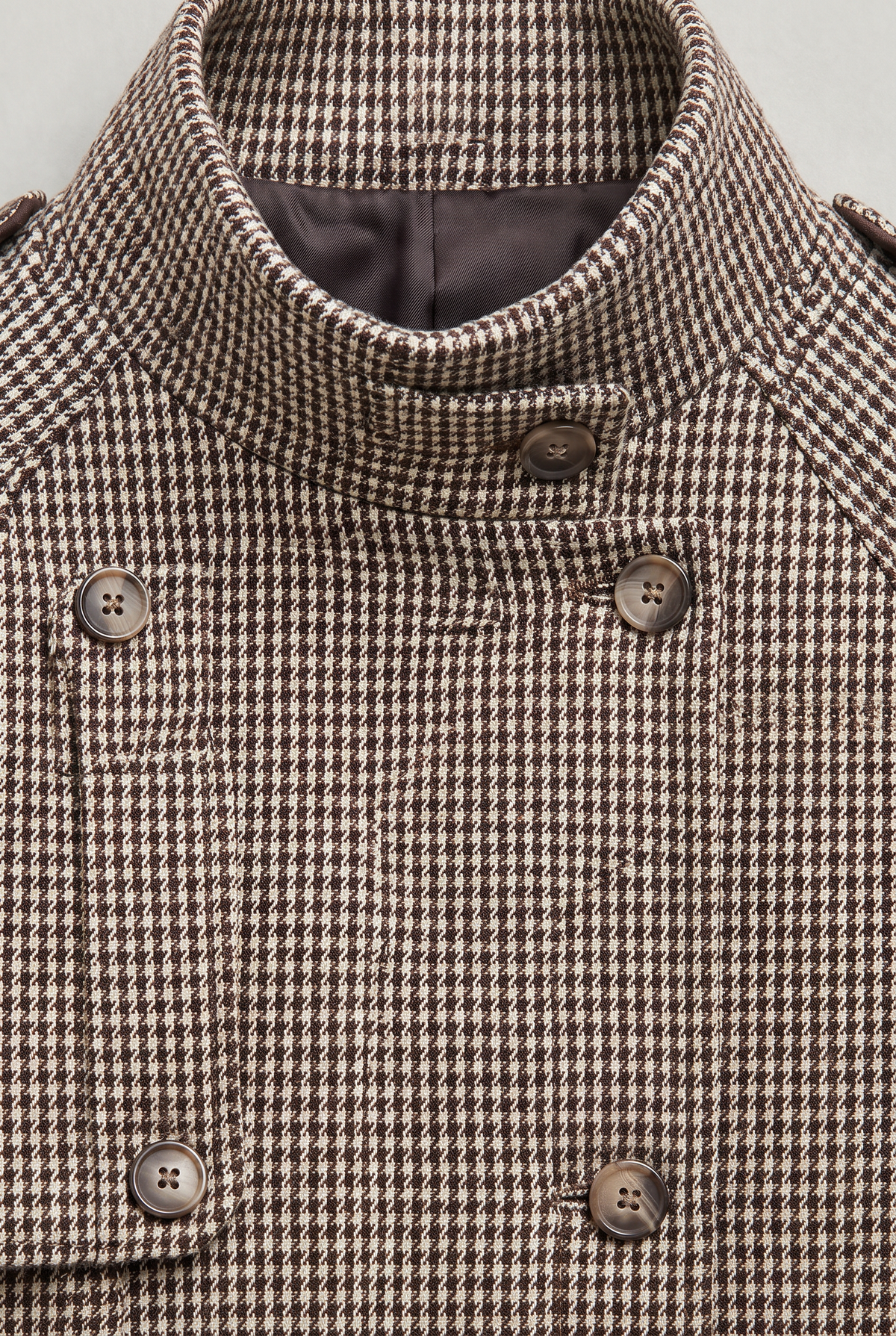 Women’s Houndstooth Funnel Neck Double-Breasted Jacket