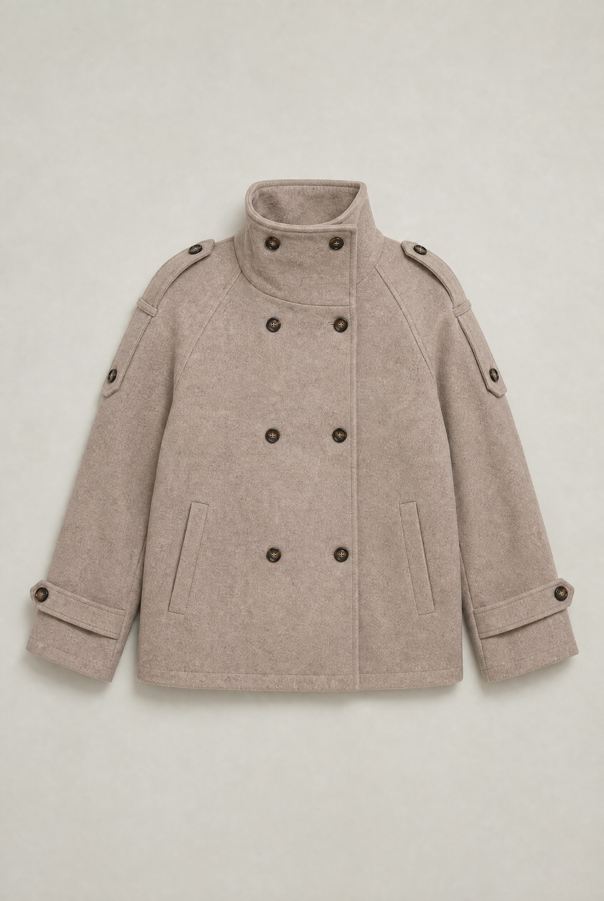 Women’s Button-Up High Collar Pea Coat