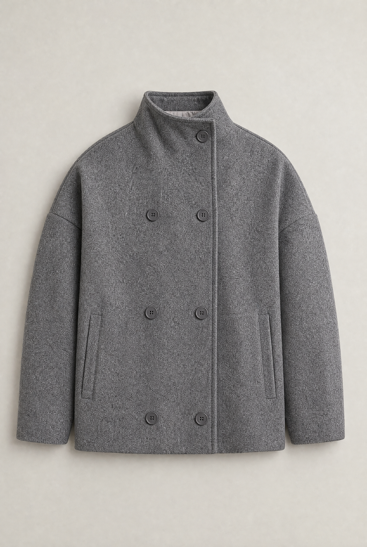 Women’s Double-Breasted High Collar Pea Coat