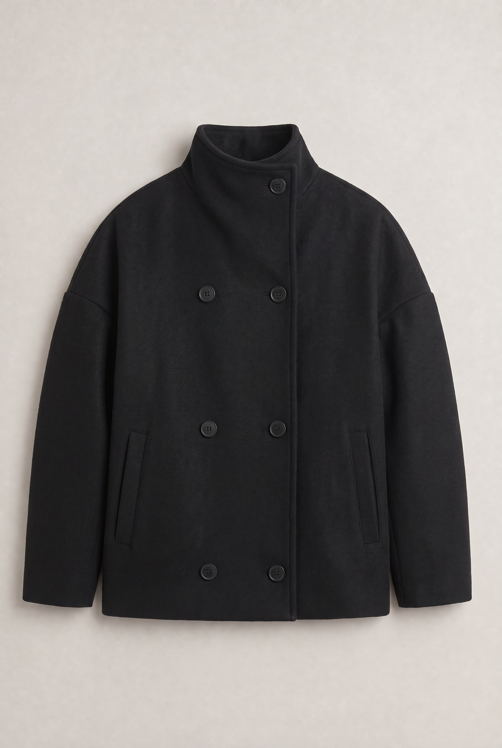 Women’s Double-Breasted High Collar Pea Coat