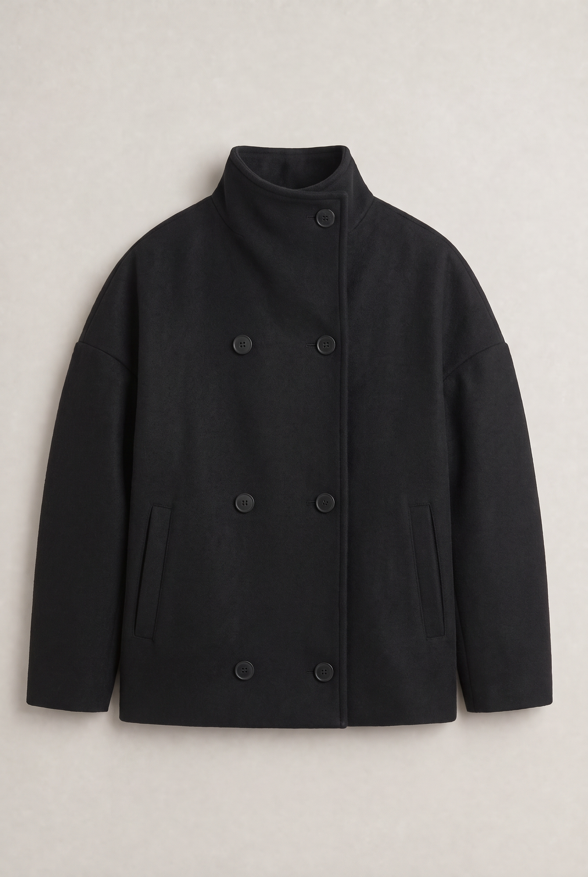 Women’s Double-Breasted High Collar Pea Coat