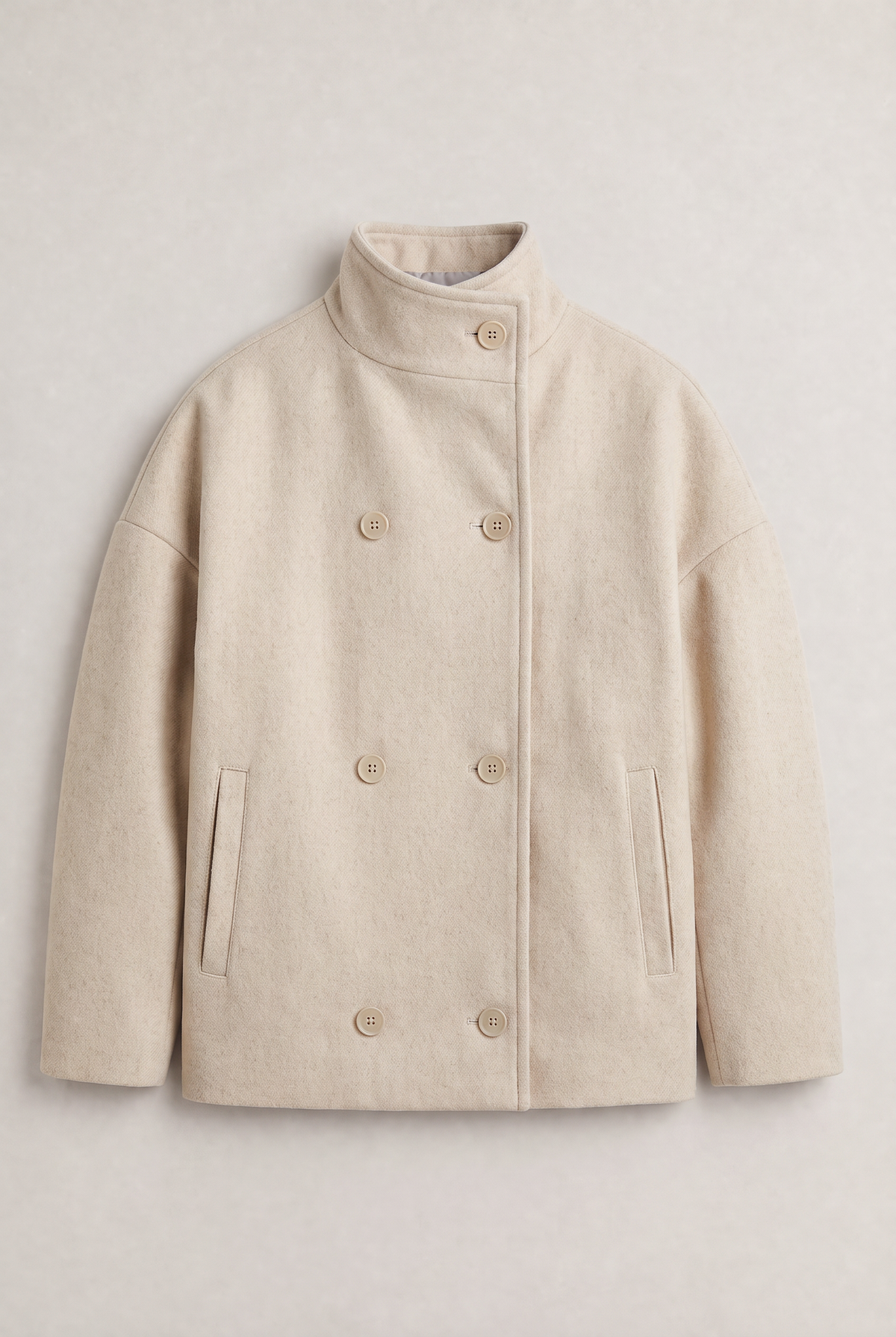 Women’s Double-Breasted High Collar Pea Coat